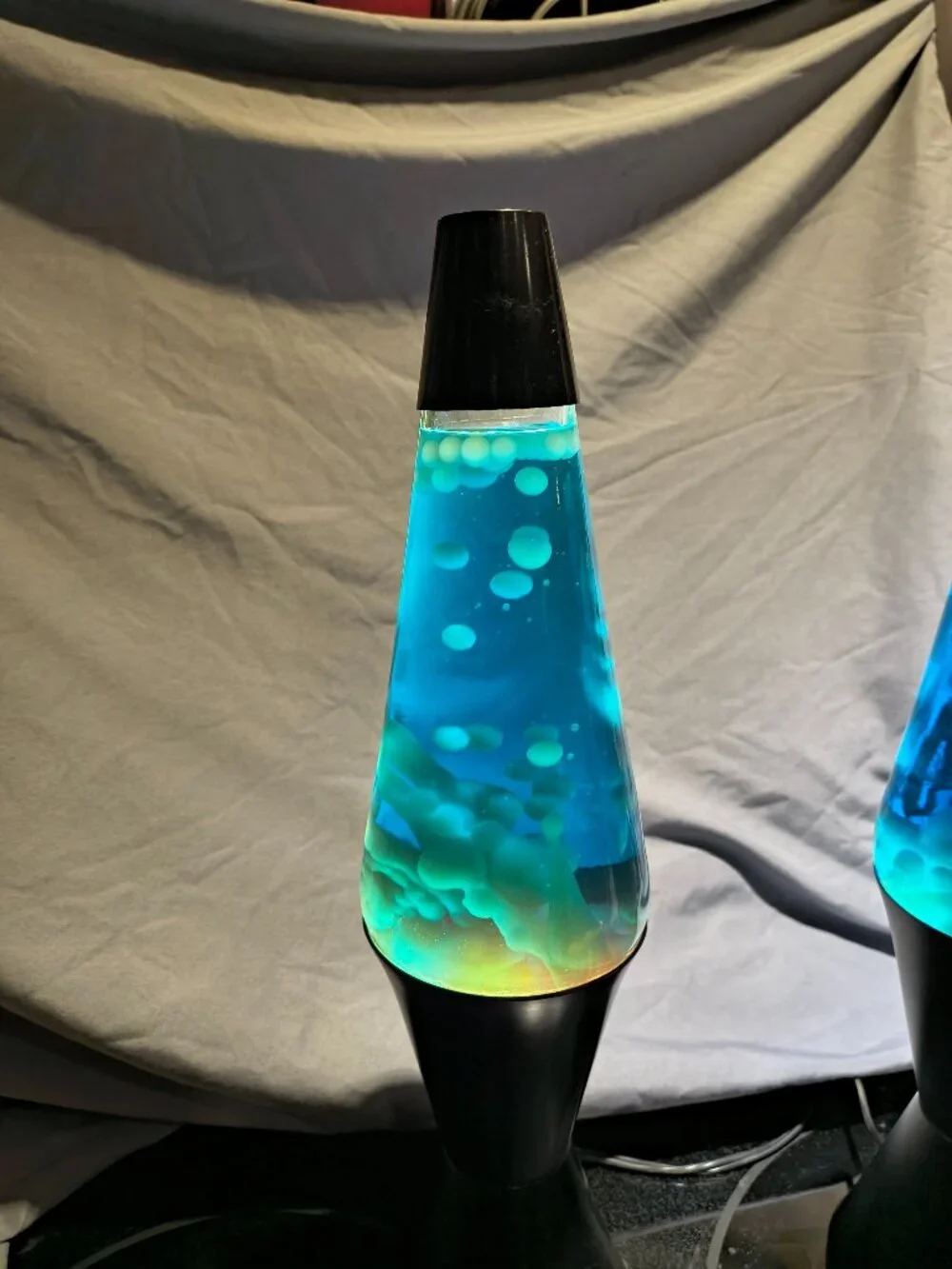 set of 2 blue/white/black vintage 1990s Lava Lite 
